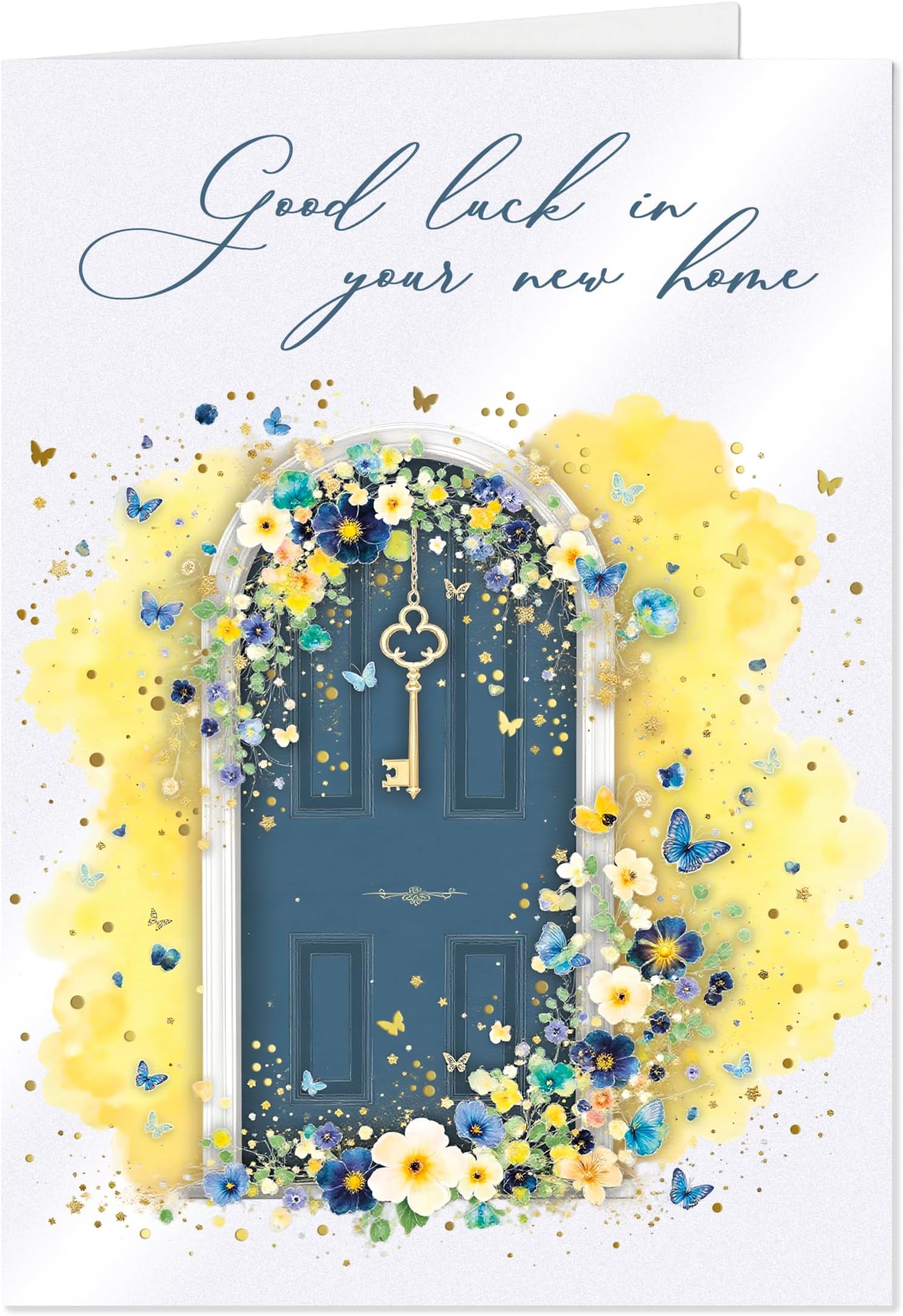 Joli Coon Premium New home card STARDUST Good luck in your new home - New home card with premium paper envelope and real wax seal - 17 x 11,5 cm