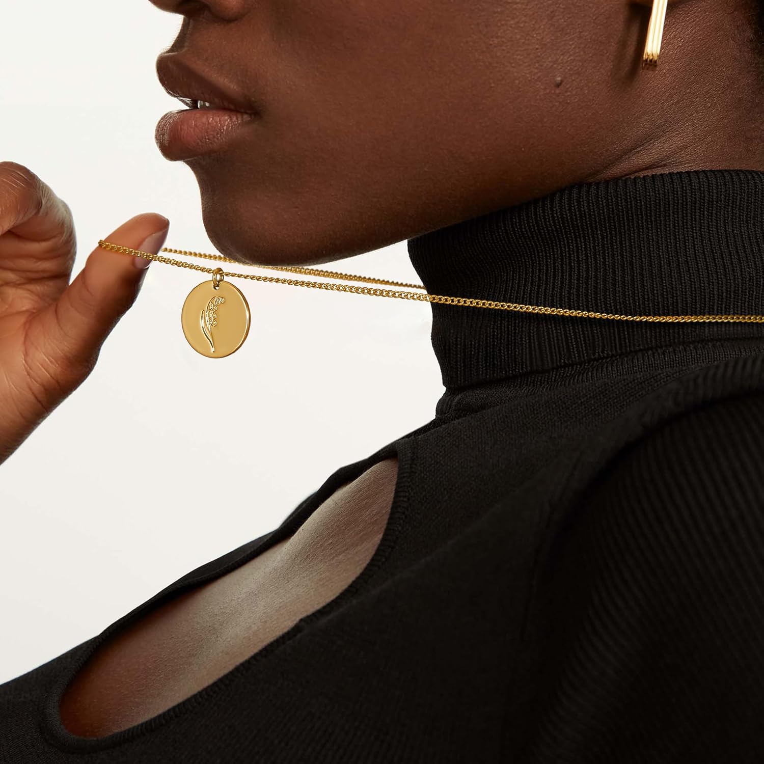 Birth Flower Necklace 18K Gold Plated Necklaces for Women Disc Cuban Birthday Gold Jewelry Gifts for Women 12 Month - Image 4