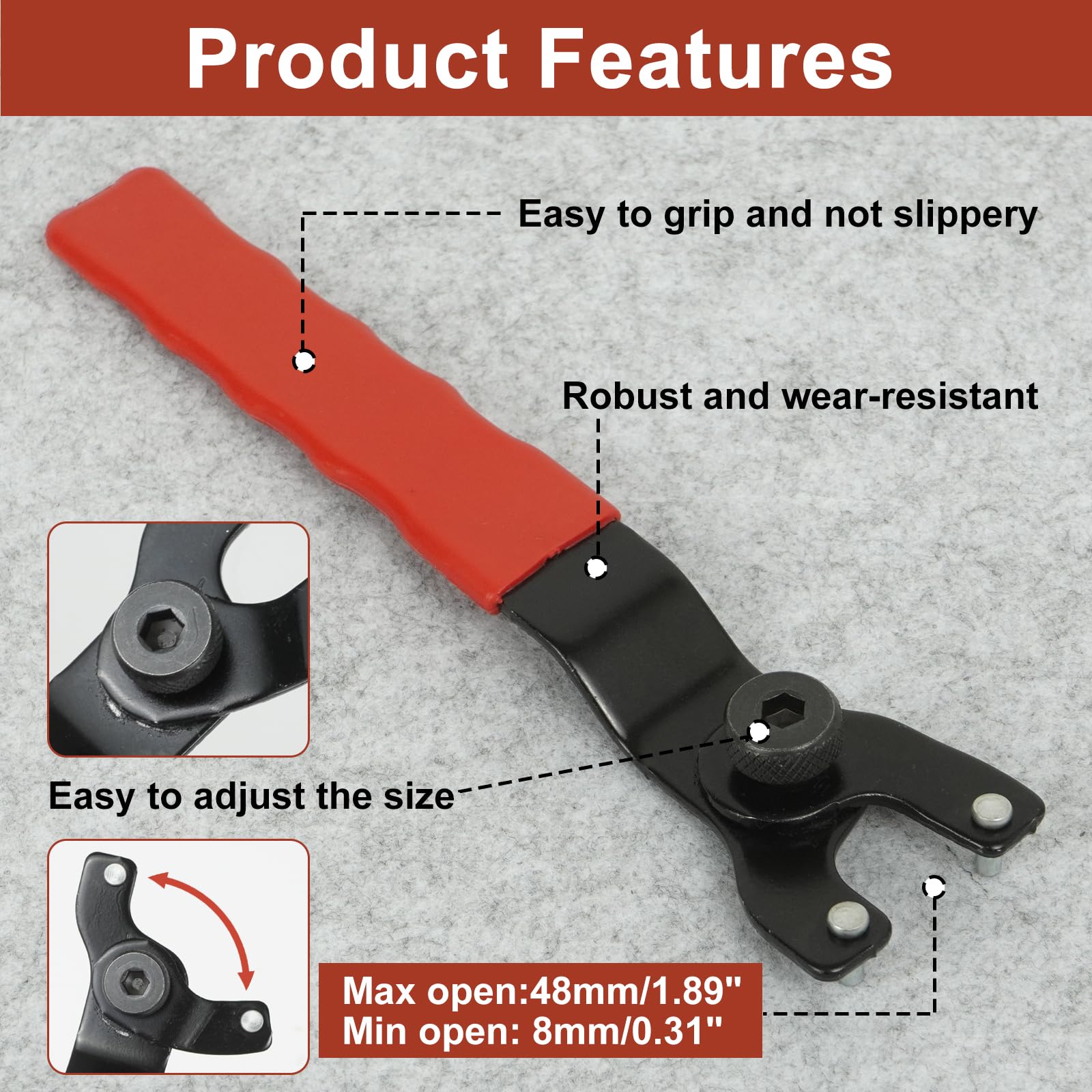 Angle Grinder Adjustable Pin Wrench, 8-48mm Adjustable Angle Grinder Key - Image 4