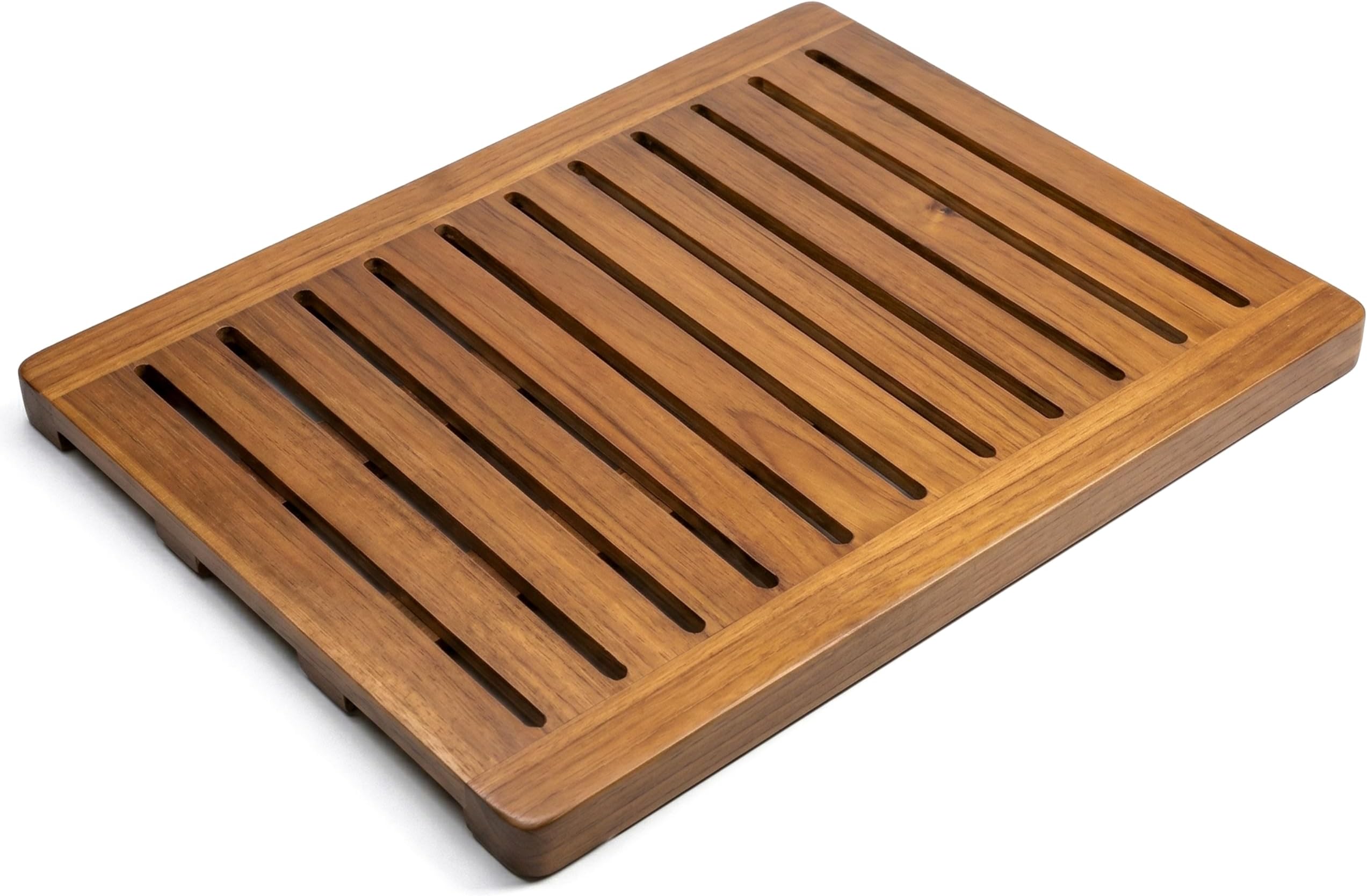 Acacia Wood Shower Mat 24x18 Inches by Demigo, Luxury Bath Mat Non Slip for Bathroom Bathtub Shower Spa Garden Home, Wooden Floor Mat Square Large for Outdoor and Indoor