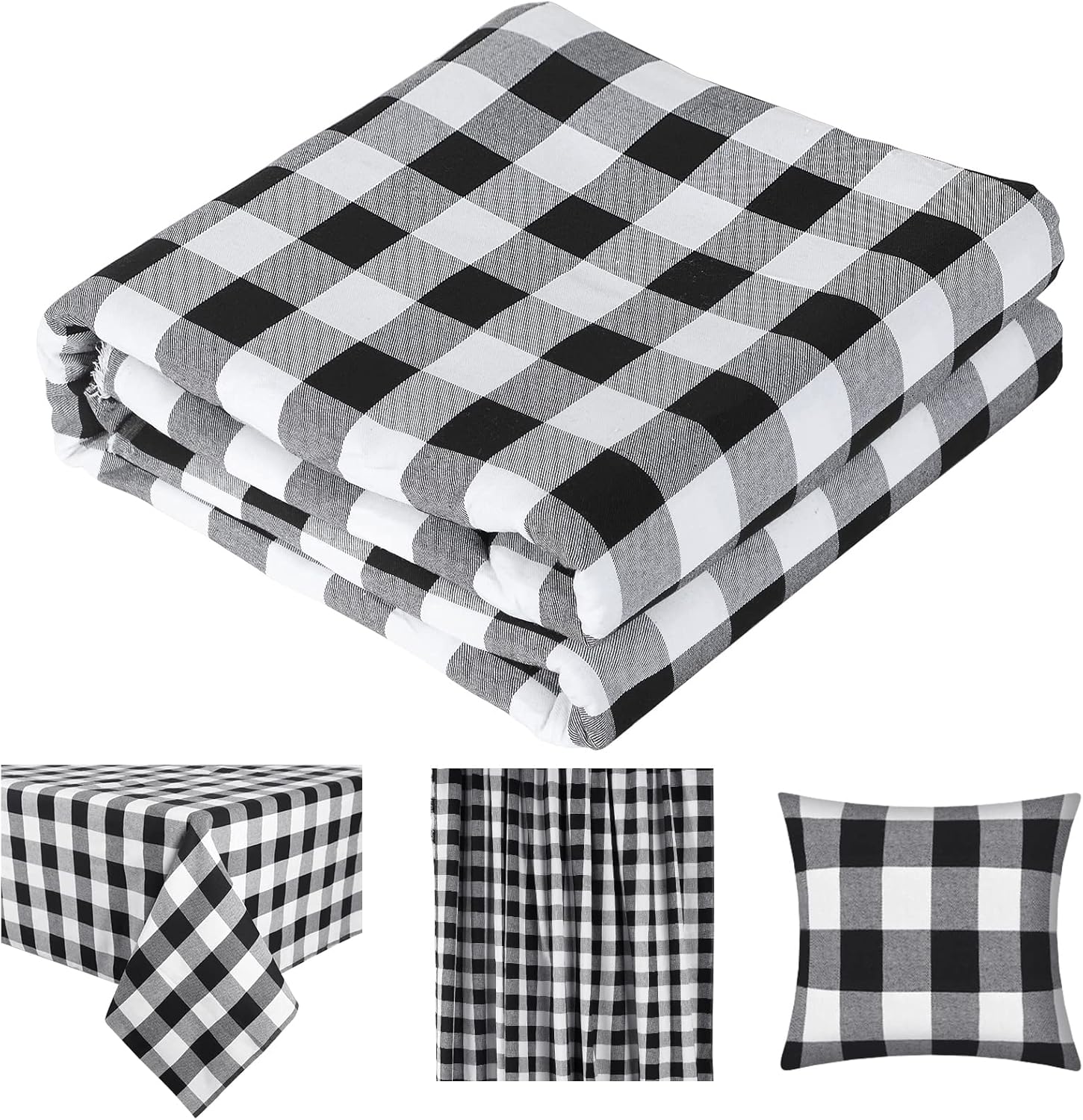 Oudain Buffalo Plaid Fabric 60 x 472 Inch Christmas Plaid Cotton Fabric Checkered Buffalo by The Yard Precut Patchwork Sewing for DIY Craft Sewing Home Christmas Decoration