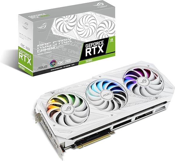 ASUS ROG STRIX NVIDIA GeForce RTX™ 3090 White OC Edition Gaming Graphics Card (PCIe 4.0, 24GB GDDR6X, HDMI 2.1, DisplayPort 1.4a, White color scheme, Axial-tech Fan Design, 2.9-slot, Super Alloy Power