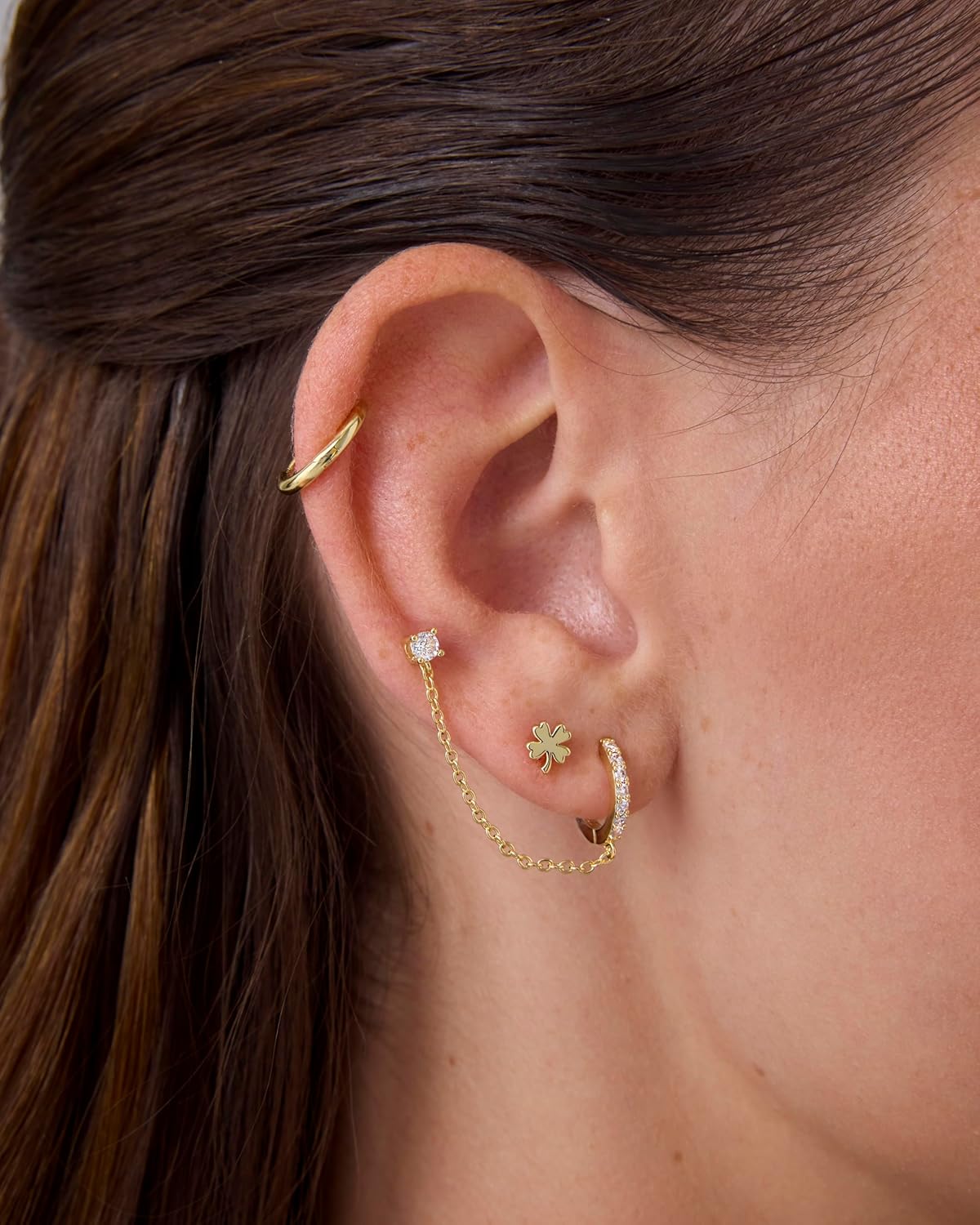 PAVOI 14K Gold Plated 925 Sterling Silver Posts Cubic Zirconia Mini Huggie Earrings for Women | Tiny Cartilage Helix Huggie Hoop Earrings - Image 2