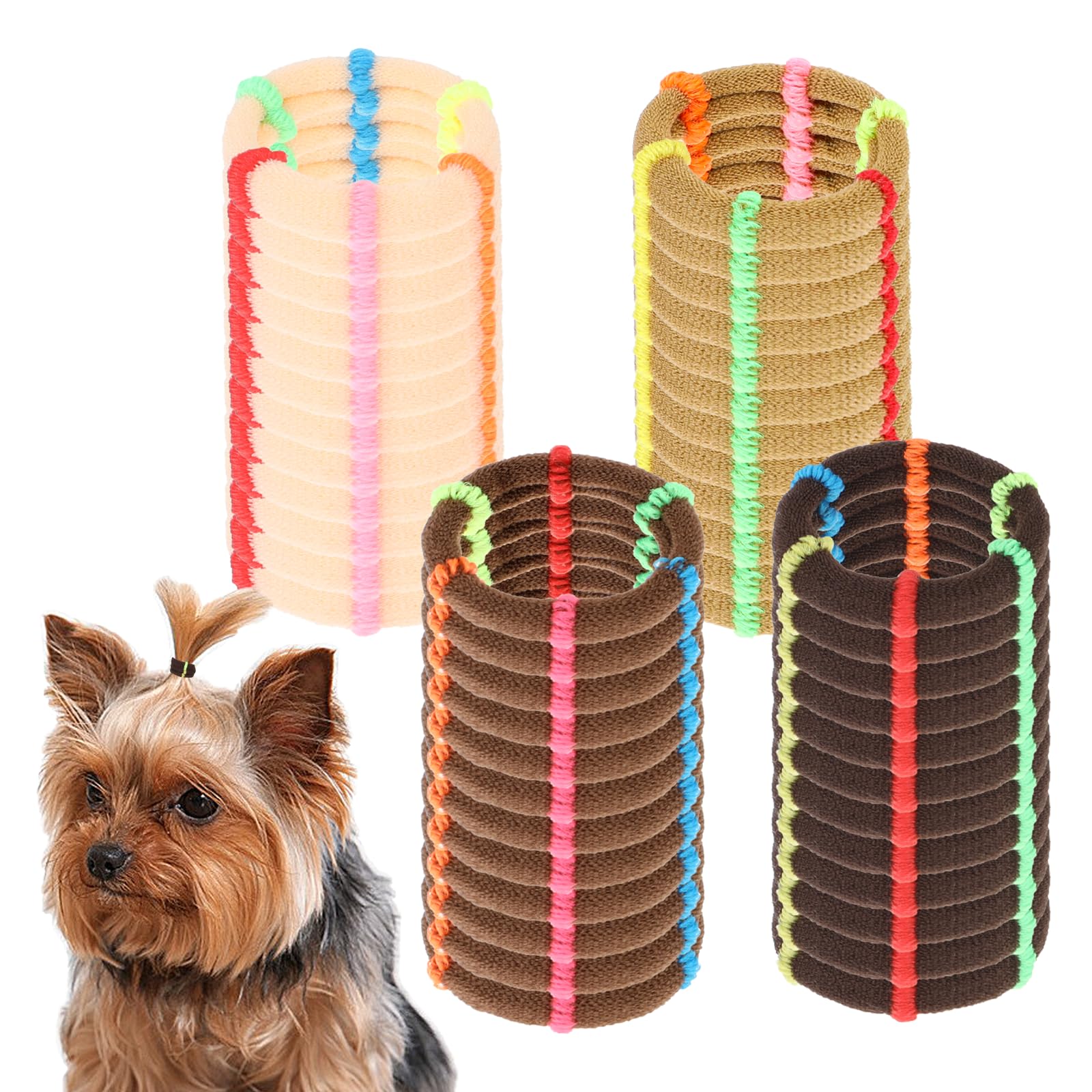 100 PCS Dog Hair Bands, Colorful Rubber Bands for Pet Puppy Stretchy Hair Ties Super Stretch Nylon Seamless Dog Hair Bows Puppy Elastics Ties Pony Tail Holders Hair Accessories for Small Yorkie Dog