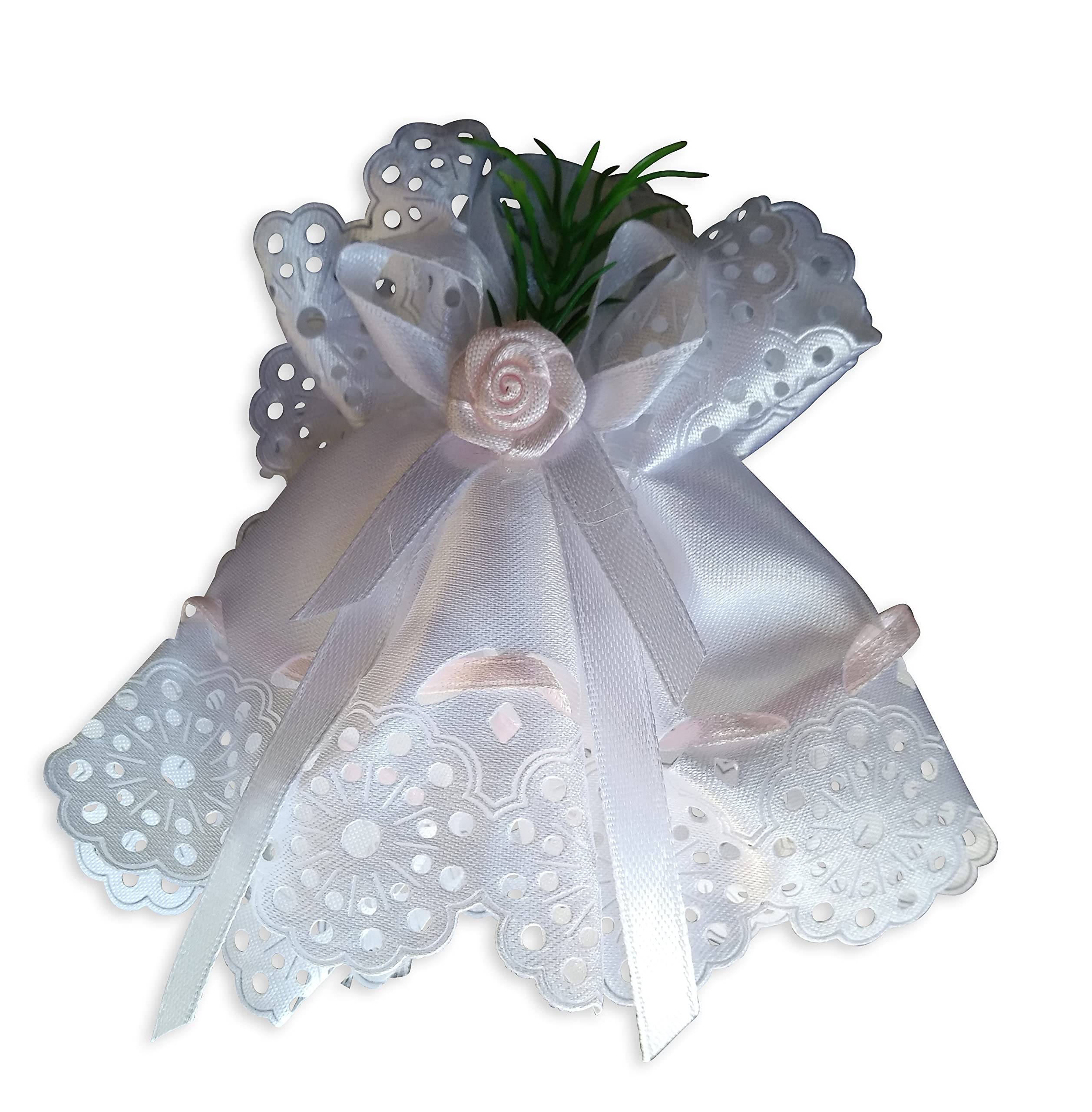 KERZENMANSCHETTE Stoff ROSA VERZIERT – Tropfschutz für TAUFKERZEN & KOMMUNIONSKERZEN für Mädchen – Ø 3–6 cm – Festliches Kerzenzubehör mit Gummiband – MaMeMi Qualität