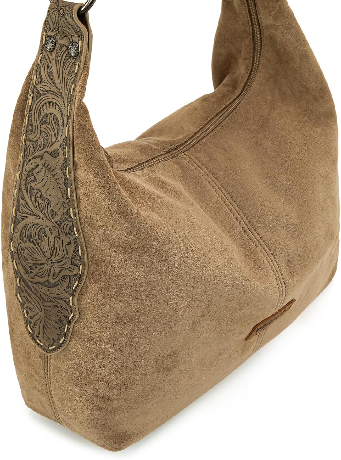 Wrangler Suede Hobo Purse for Women Embossed Soft Slouchy Shoulder Bag 2Pcs Set - Image 3