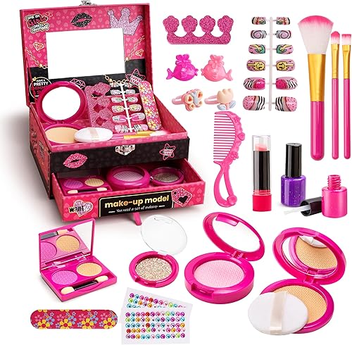 Juego de maquillaje para niños, juego de simulación para niñas, 20 piezas de maquillaje de simulación para niños pequeños, juguetes de maquillaje