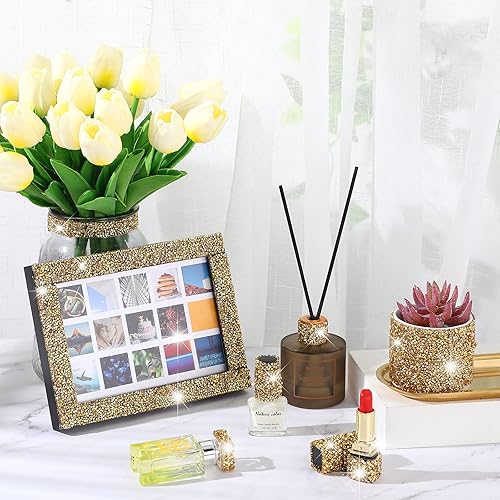 Miniatura 3 de Cinta de diamantes de imitación de cristal brillante, cinta autoadhesiva para tartas de boda, cumpleaños, manualidades (dorado, 1.1 pulgadas de