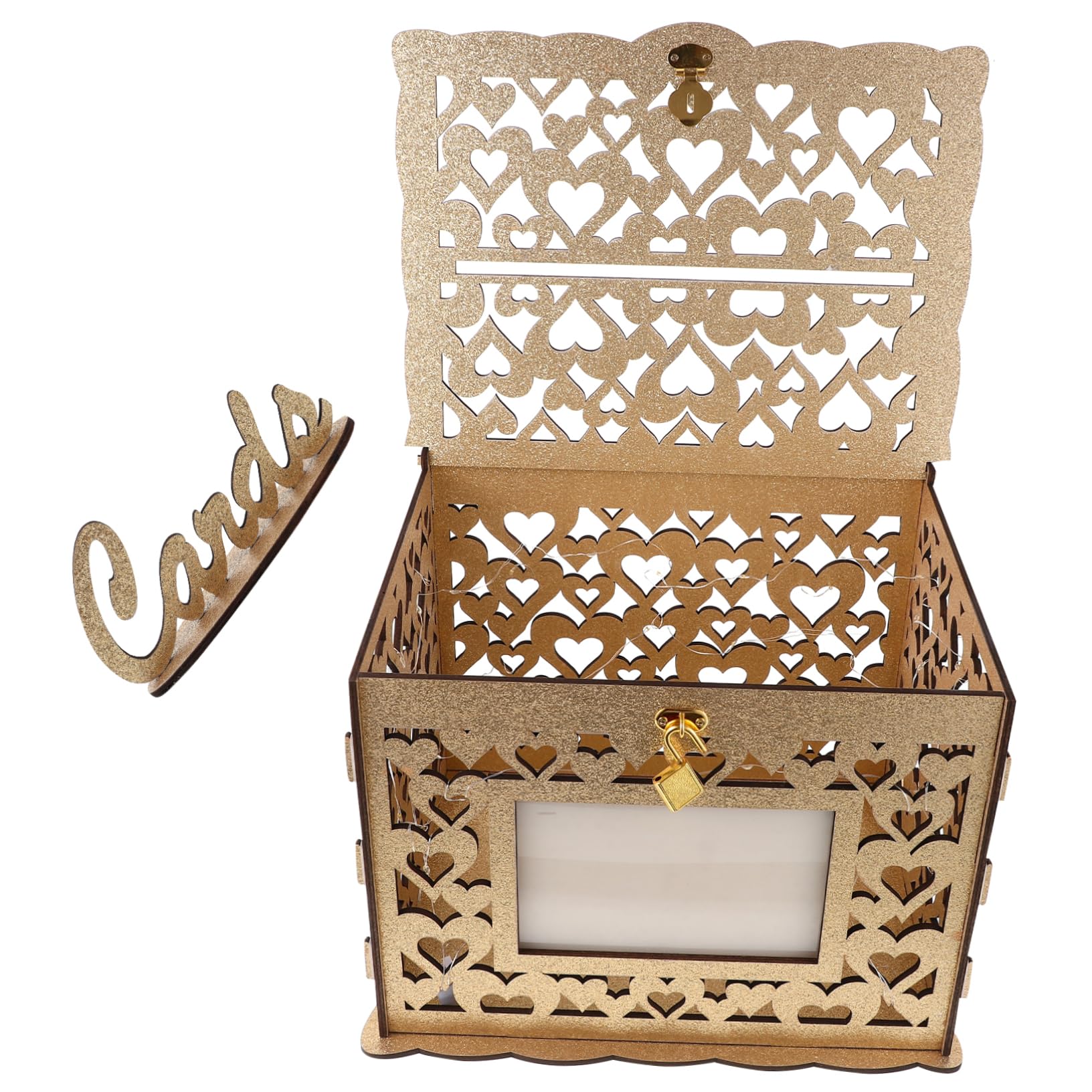 Caja de madera para bodas PRETYZOOM con luces para decorar tu mesa de recepción