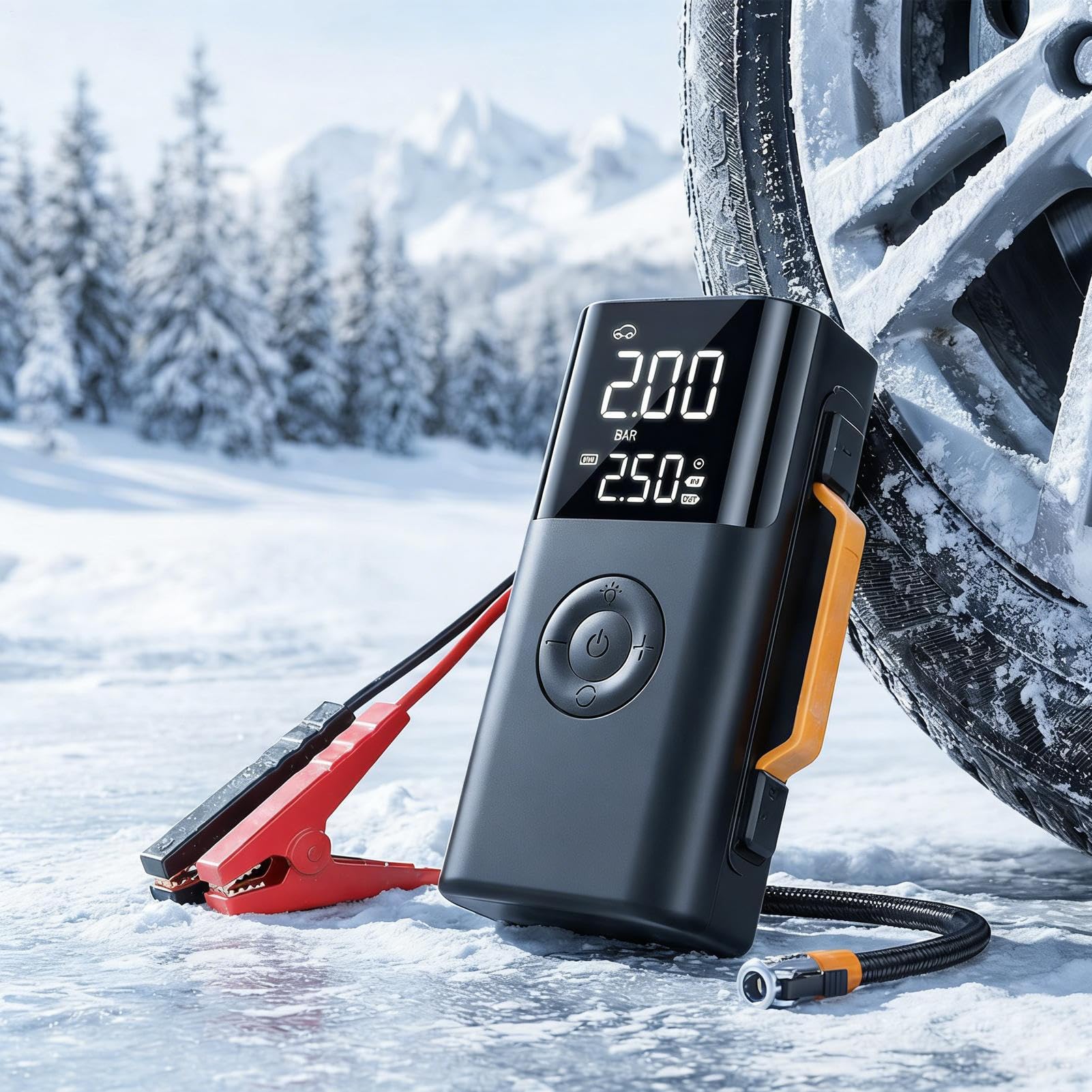 Arrancador de Batería con Inflador de Neumáticos Cargador Y Arrancador De | Bomba de Aire Inalámbrica para Inflar Neumáticos Para Coches Motocicletas Camping Viaje Garaje