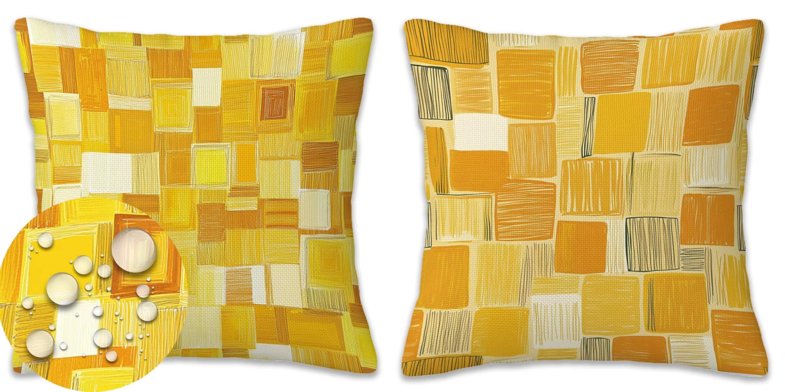 Set di 2 cuscini decorativi quadrati da esterni, impermeabili, 70 x 70 cm, stampa su entrambi i lati, in lino, per giardino, divano, terrazza, balcone, primavera/estate, regali