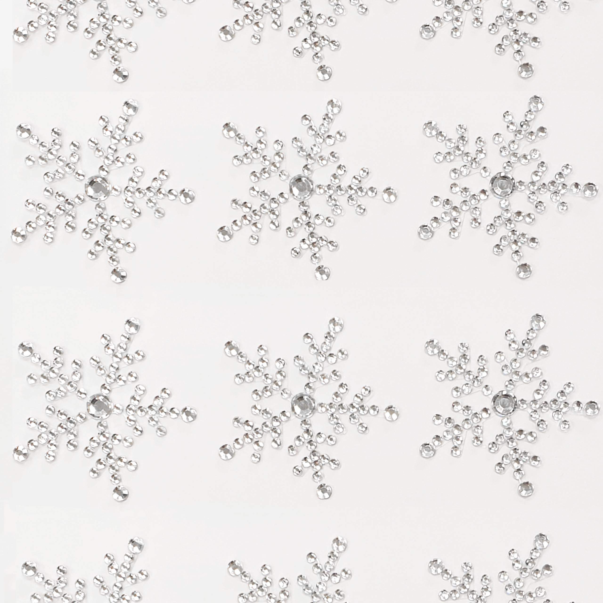 Pebble Eleven White 6 X Large Diamante Snowflake Stickers 3.5Cm Silver Craft Embellishment Decorate