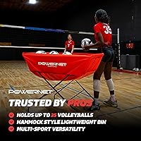Vista 2 de PowerNet Volleyball Wheeled Cart, Rolling Collapsible Cart for Volleyballs, Portable Hammock Ball Cart, Indoor and Outdoor Multisport Ball Caddy