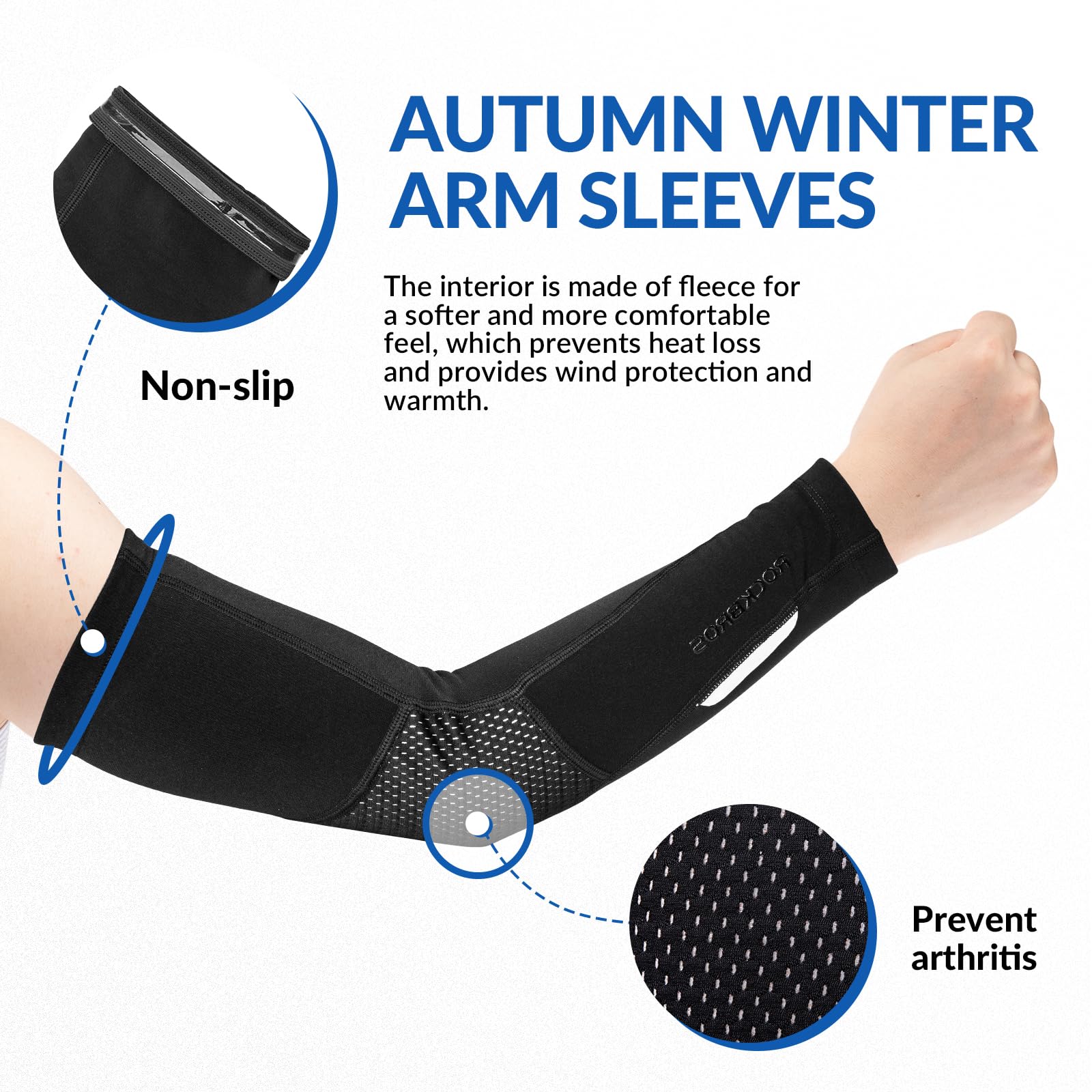 Scaldamuscoli Ciclismo ROCKBROS - Gambali Termici Antivento, Riflettenti, Unisex Per Uomo/Donna