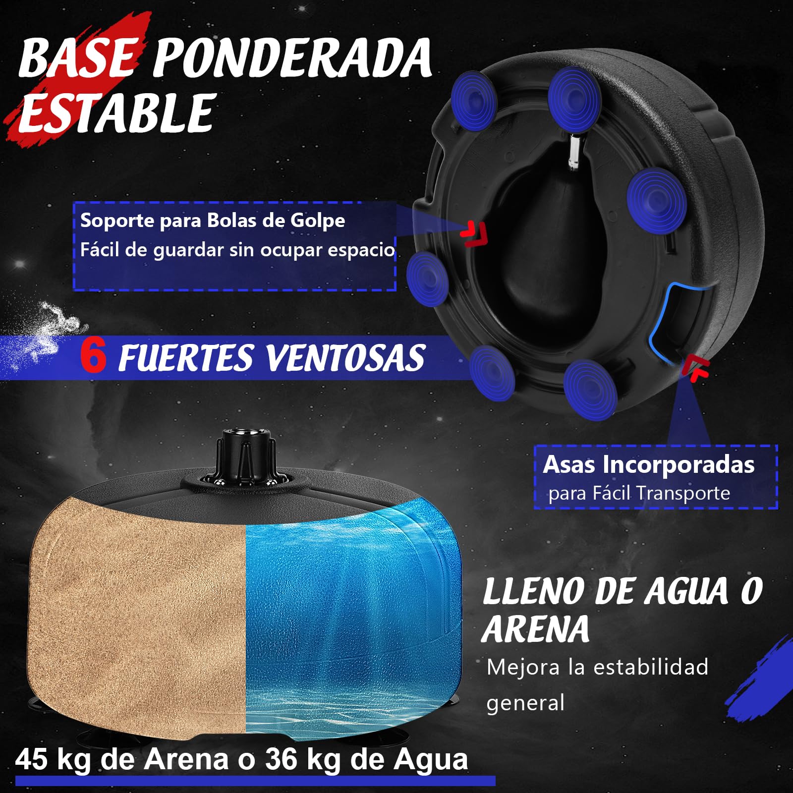 GYMAX Juego de Boxeo de Pie con Base Rellenable, 140 a 158 cm Altura Ajustable, con Guantes de Boxeo, para Adultos y Niños, para Boxeo, Kickboxing y Slivio del Estrés