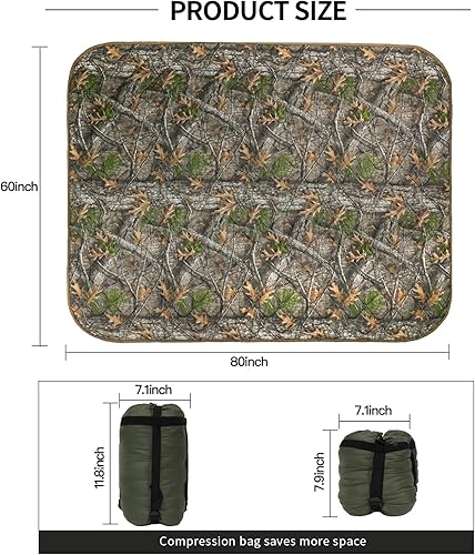 Vista 150 de LOOGU Manta de camuflaje con aislamiento impermeable para acampar al aire libre, senderismo, caza, supervivencia, mochilero, picnic Alpha Green