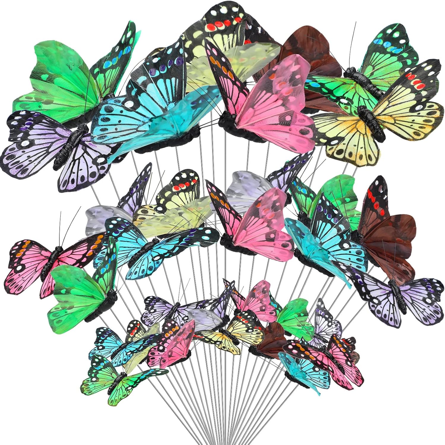 24 Pcs Monarch Butterfly Decorations 4 Size Artificial