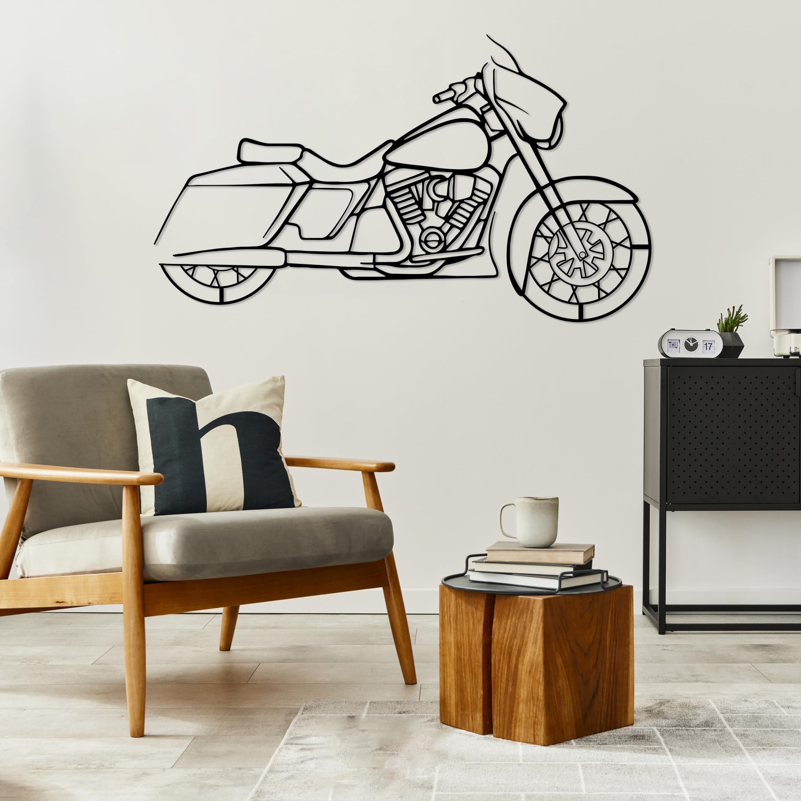 DecoSoul Metal Wall Art Decor, Street Glide Motorcycle Silhouette, Metal Wall Sculptures Home Decor for Living Room Office Garage Indoor Outdoor,