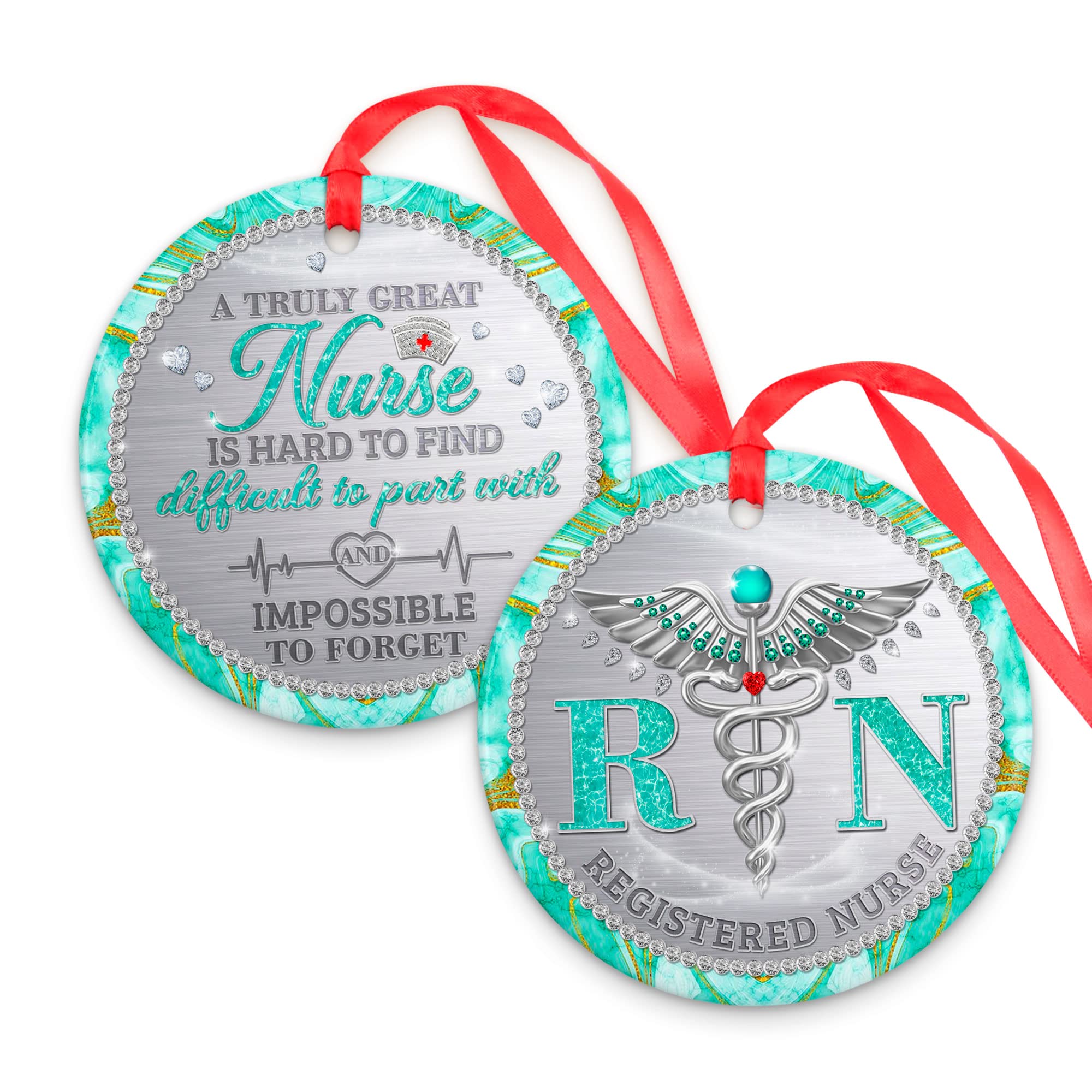 CEZII Best Nurse Ever 2023 Christmas Round Ornament - A Truly Great Nurse is Hard to Find Ceramic Ornaments Hanging Décor for Pine Trees - Appreciate Gifts for Student Nursing RN on Graduation Party