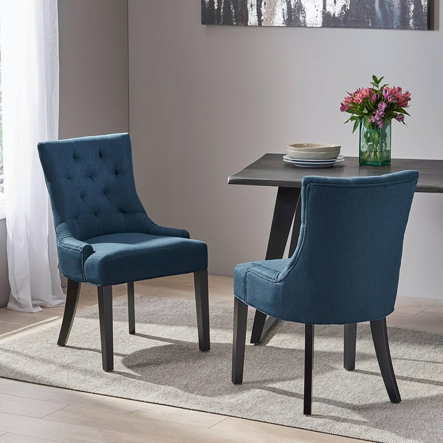 Amazon.com: Navy Blue Dining Chair Set of 2 (Contemporary