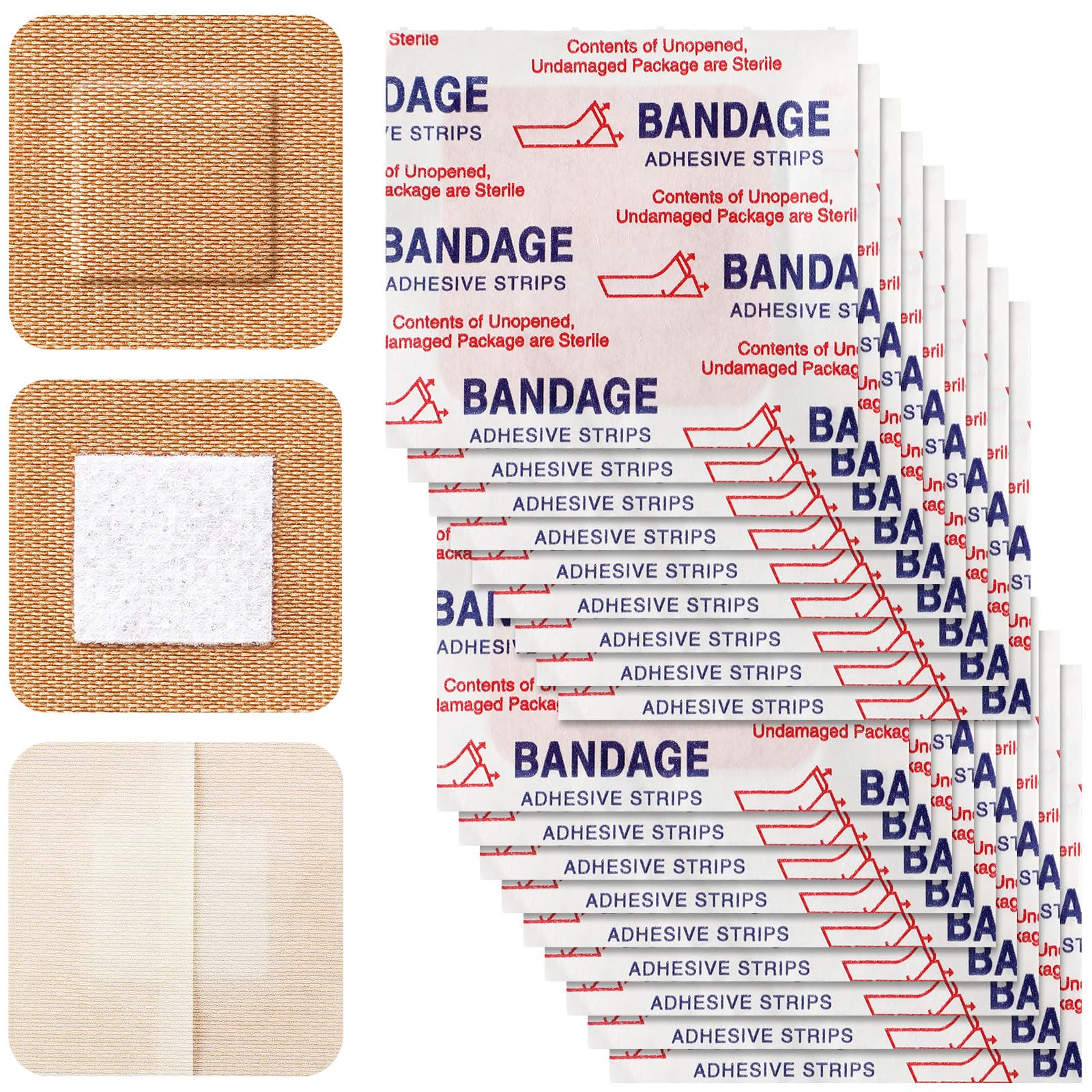 Marsui 200 Pcs Adhesive Spots Bandages Square Tan Adhesive Bandages Flexible Non Latex Knuckle Fingertip for Small Incisions Wound Care Discreet First