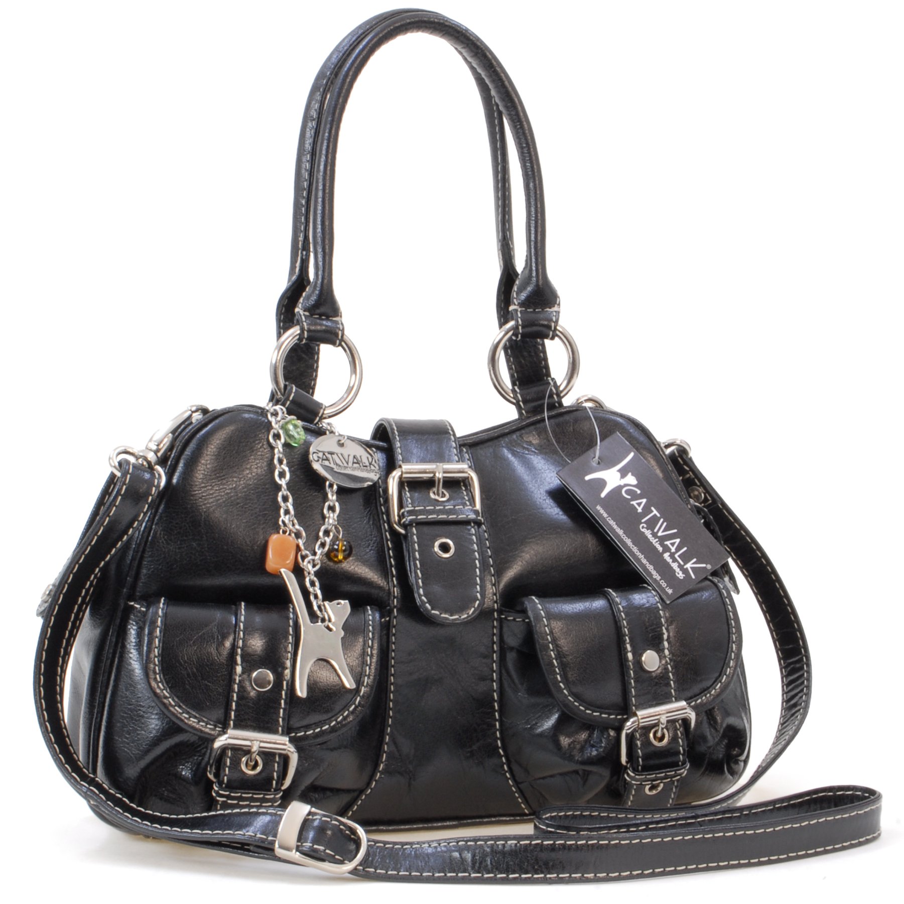 Catwalk Collection Handbags - Borsa a Mano da Donna in Vera Pelle - Borsa a Tracolla Media - Borsetta a Spalla - Tracolla Removibile - Faith