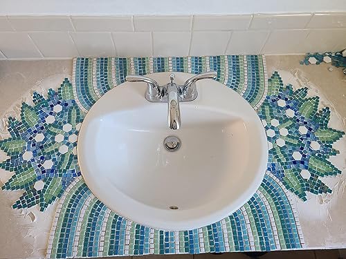 Miniatura 7 de 500 mosaicos cuadrados de cerámica de 1.1 libra, 0.4 x 0.4 pulgadas hechos a mano, micro mosaicos creativos para arte y decoración del hogar (azul