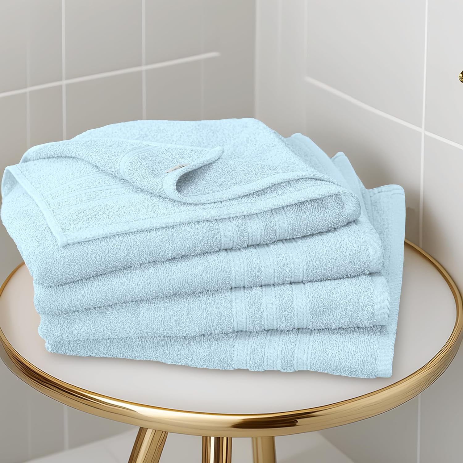 Tens Towels Pack of 4 Soft Bath Towels, 100% Cotton, 27 x 54 Inches, Lightweight & Quick-Dry, Ideal for Daily Bathroom Use, Practical & Comfortable, Sky Blue - Image 4