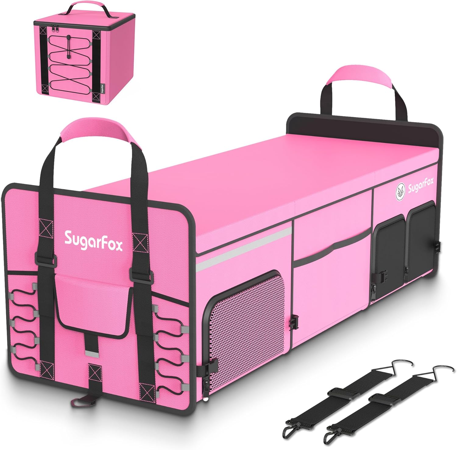 Car Trunk Storage Organizer, Foldable Trunk Organizer with Cooler, Trunk Organizer for SUV, Shoes Storage, 95L, Pink-X212 (Pink/Black) Thumbnail