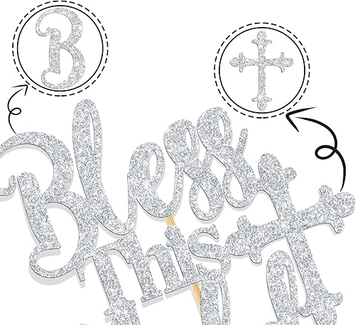 Miniatura 6 de Bless This Child Cake Topper, God Bless, bautizo, decoración de primer cumpleaños para bebé, primera comunión, baby shower, revelación de género,