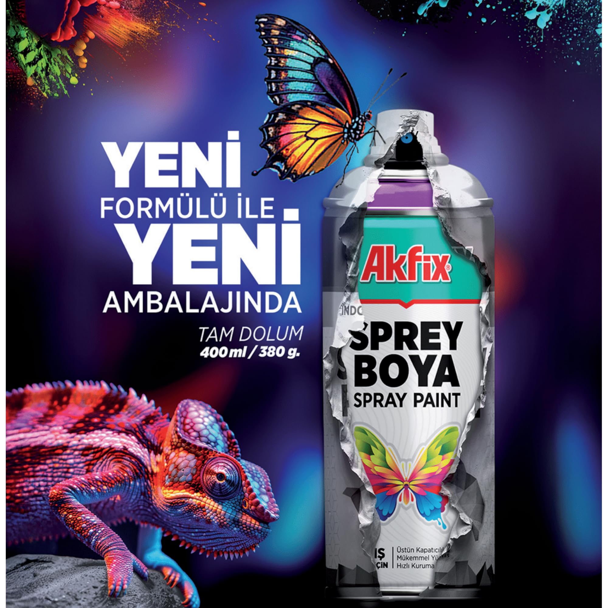 Akfix Sprey Boya, Yüksek Kapatıcılık, İç ve Dış Mekan Kullanımı, Nitro-Combi Kalite, UV Dayanıklı, Hızlı Kuruyan, Çizilme ve Darbe Dayanımlı, Çok Amaçlı Dekoratif Boya (Parlak Beyaz)