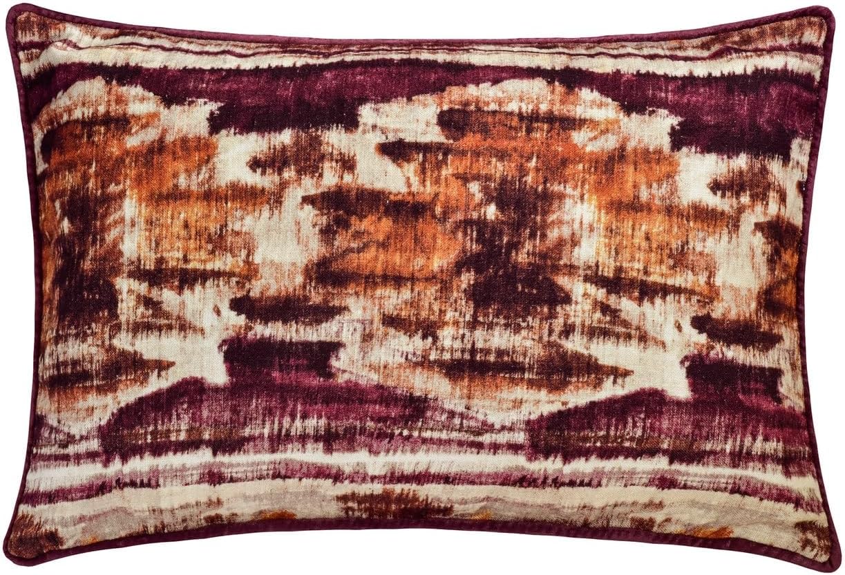 The HomeCentric Decorative Purple 12"x16" (30x40 cm) Lumbar Pillow Cover, Cotton Ikat & Printed Oblong Pillow, Abstract Pattern Modern Style - Ikat Rhythm