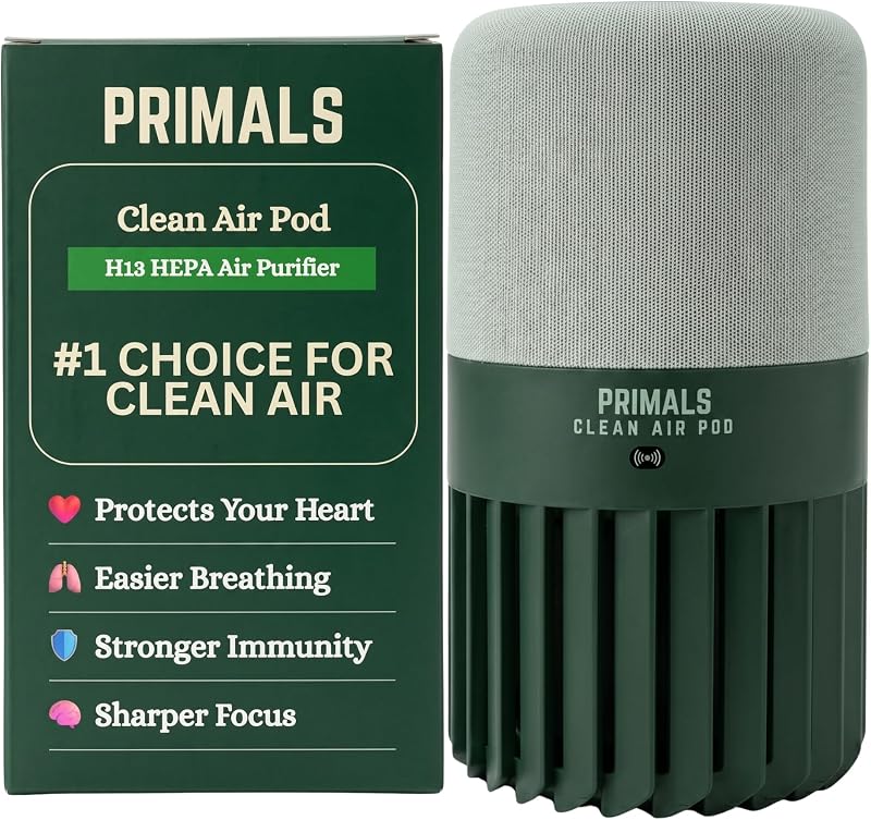 Clean Air Pod - H13 True HEPA + Activated Carbon Air Purifier for Home - Covers Up to 800 Ft² - For Bedrooms, Kitchens, Bathrooms, Offices - Ultra Quiet & Portable