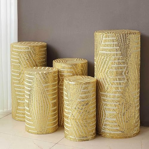 Vista 195 de Efavormart - Juego de 5 fundas de soporte para caja de exhibición cilíndrica de elastano, color negro, fundas elásticas para pilar de pedestal, 160