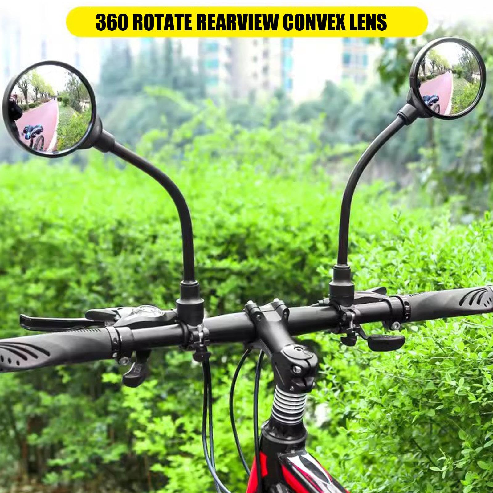 Fahrradspiegel-Lenkerhalterung, Verstellbarer Drehbarer Fahrrad-Rückspiegel, Konvexer Weitwinkel-Sicherheitsspiegel für Mountainbikes, Schwarz,2 PCS