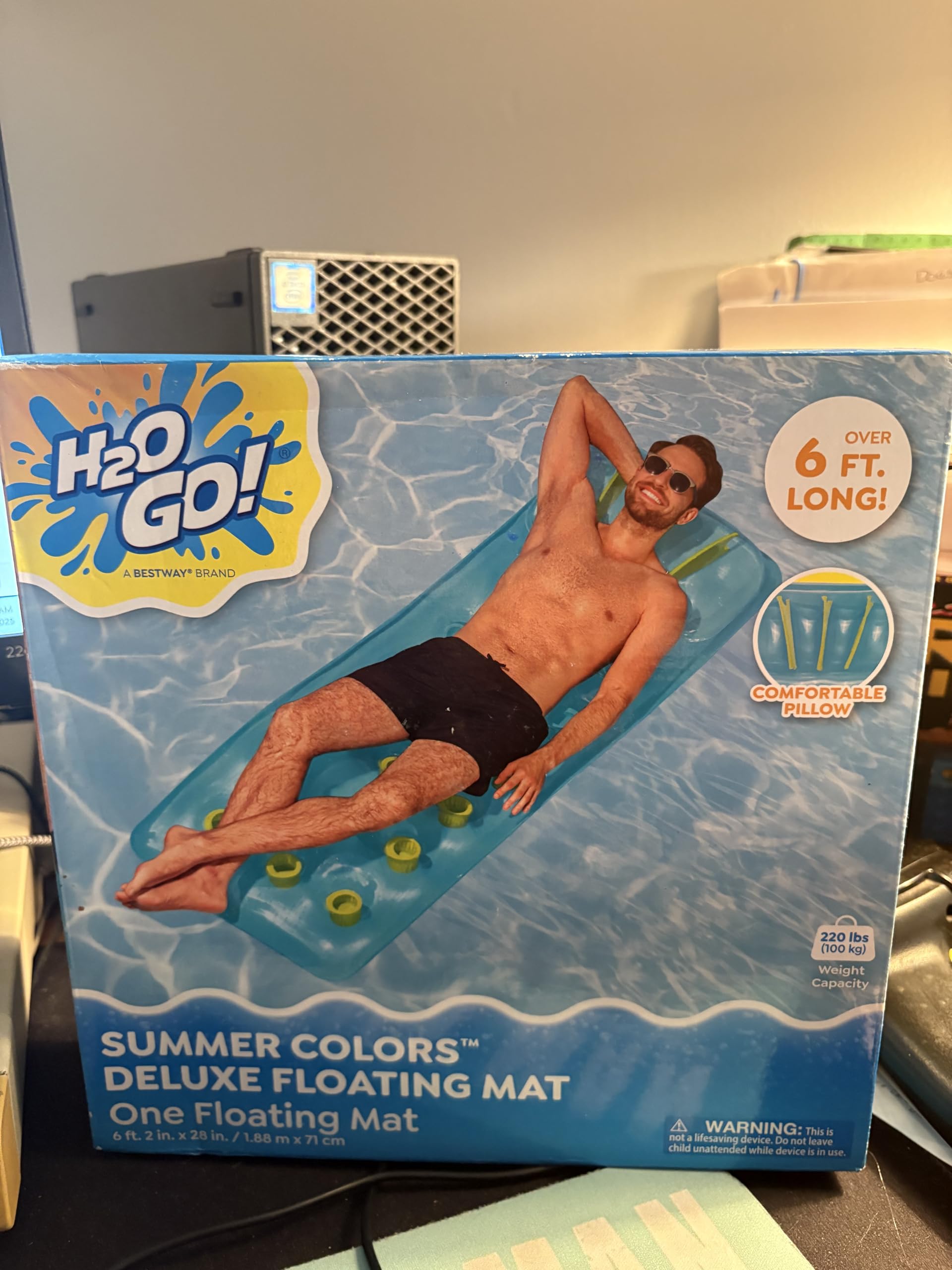 Deluxe Floating MAT RAFT DEFLATED Size 6.2 FTX 28 in Aqua