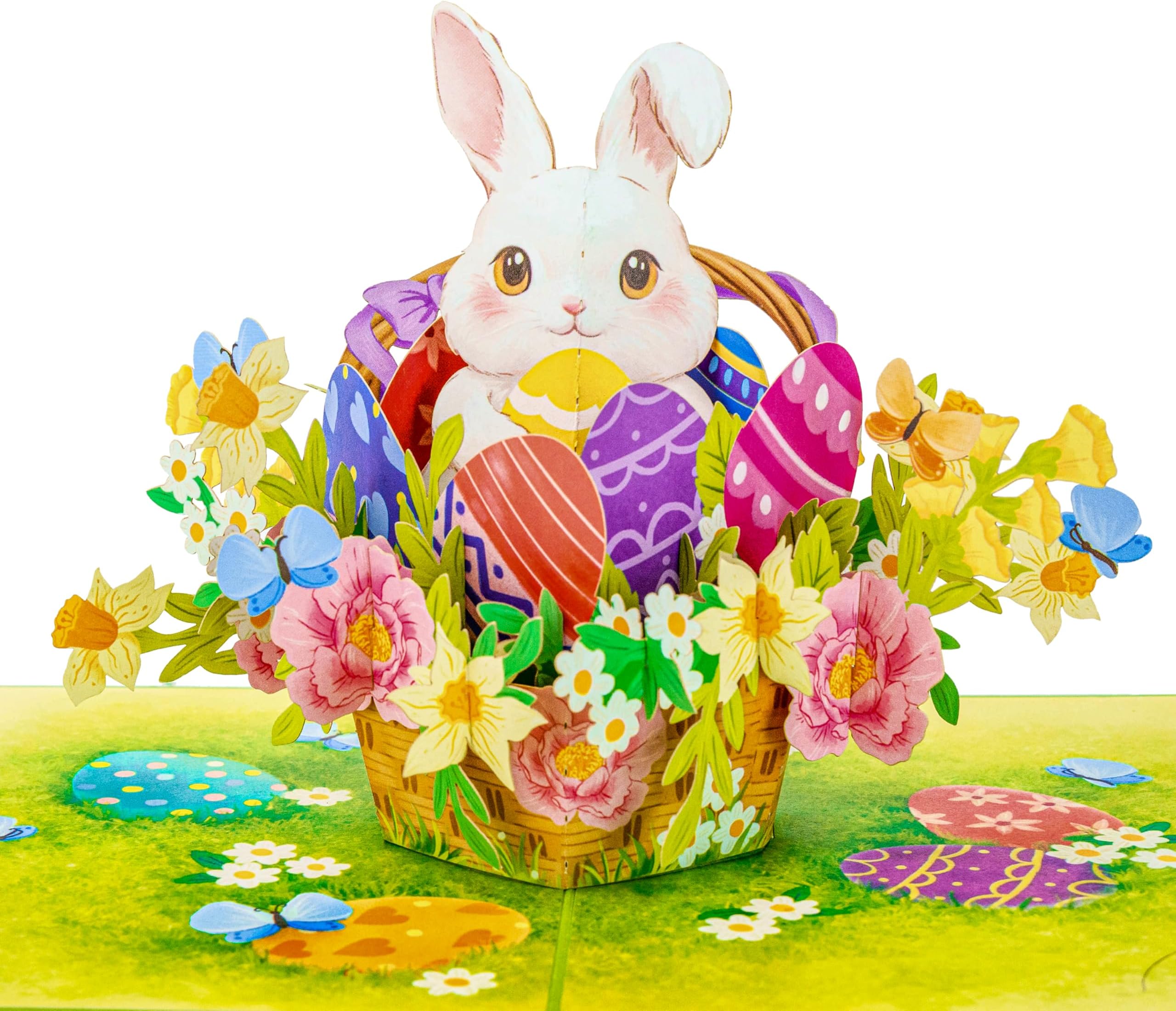 - Easter Basket Pop Up Card, Happy Easter, Bunny, Easter Eggs, Flowers, Lovely Rabbit 3D Popup Greeting Cards, Ideal Gift for Women, Wife, Girl, Kid, 5x7 - Includes Envelope And Message Note