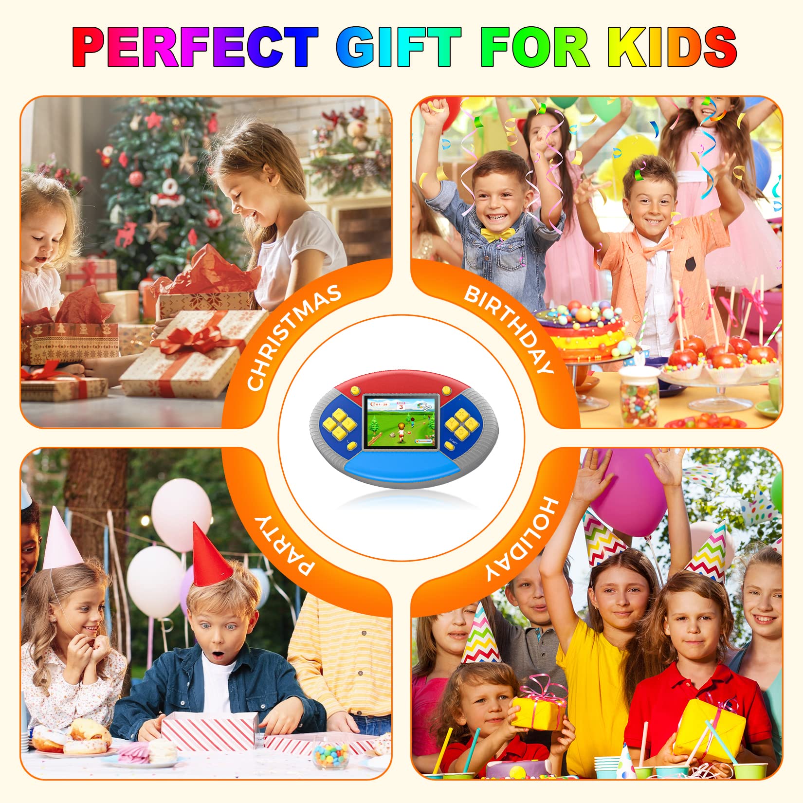 ZHISHAN Handheld Konsole Für Kinder - 218 Retro Spiele | 2.5" LCD | Wiederaufladbar | Rosa | Perfectes Geschenk