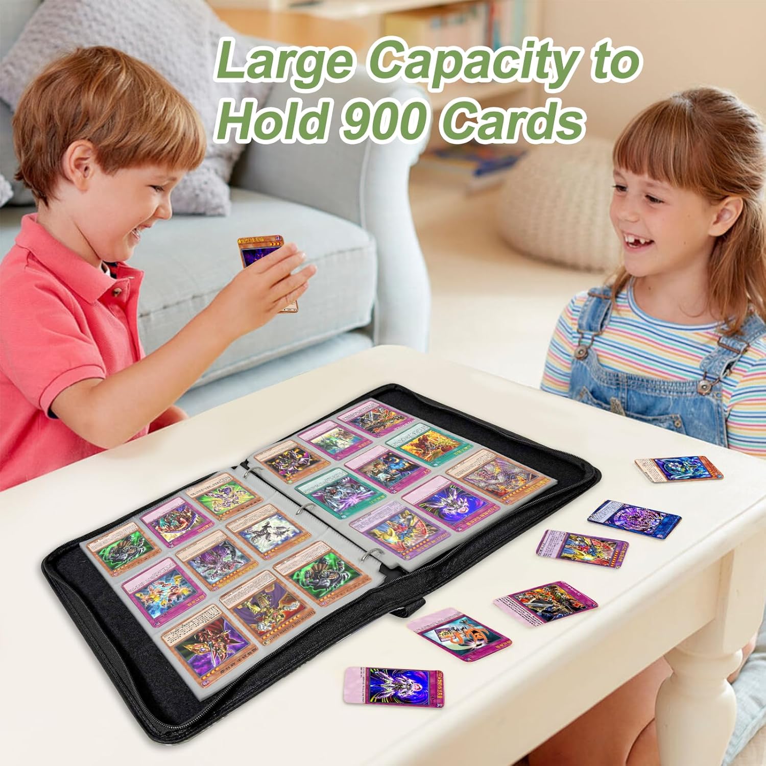 Trading Card Binder 9 Pocket with 50 Removable Sleeves, 400 Pockets Baseball Football Card Binder, 3-Ring Sports Card Collection Album, Perfect for Pokemon, Magic: The Gathering, and Yu-Gi-Oh cards