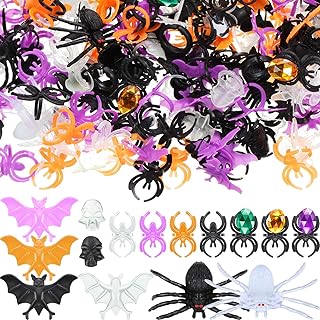 Halloween Plastic Ring Spider Rings Bat Rings Accessory for Halloween Party Favors Decor (350)