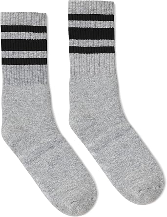 Black Striped Socks | Heather Grey