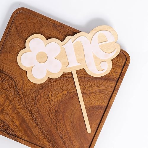 Miniatura 7 de Decoración de madera para pastel de 1er cumpleaños, decoración de fiesta temática de margaritas, decoración de pastel de flores, decoración de