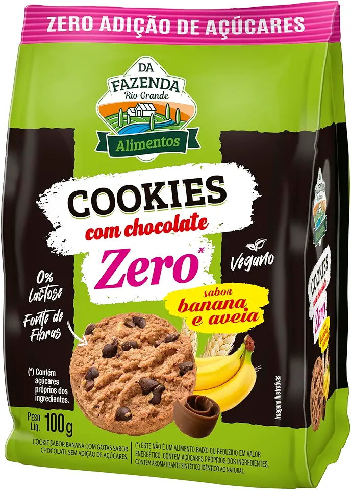 BIOSOFT Cookies Banana E Aveia Com Chocolate Zero Açúcar 100G