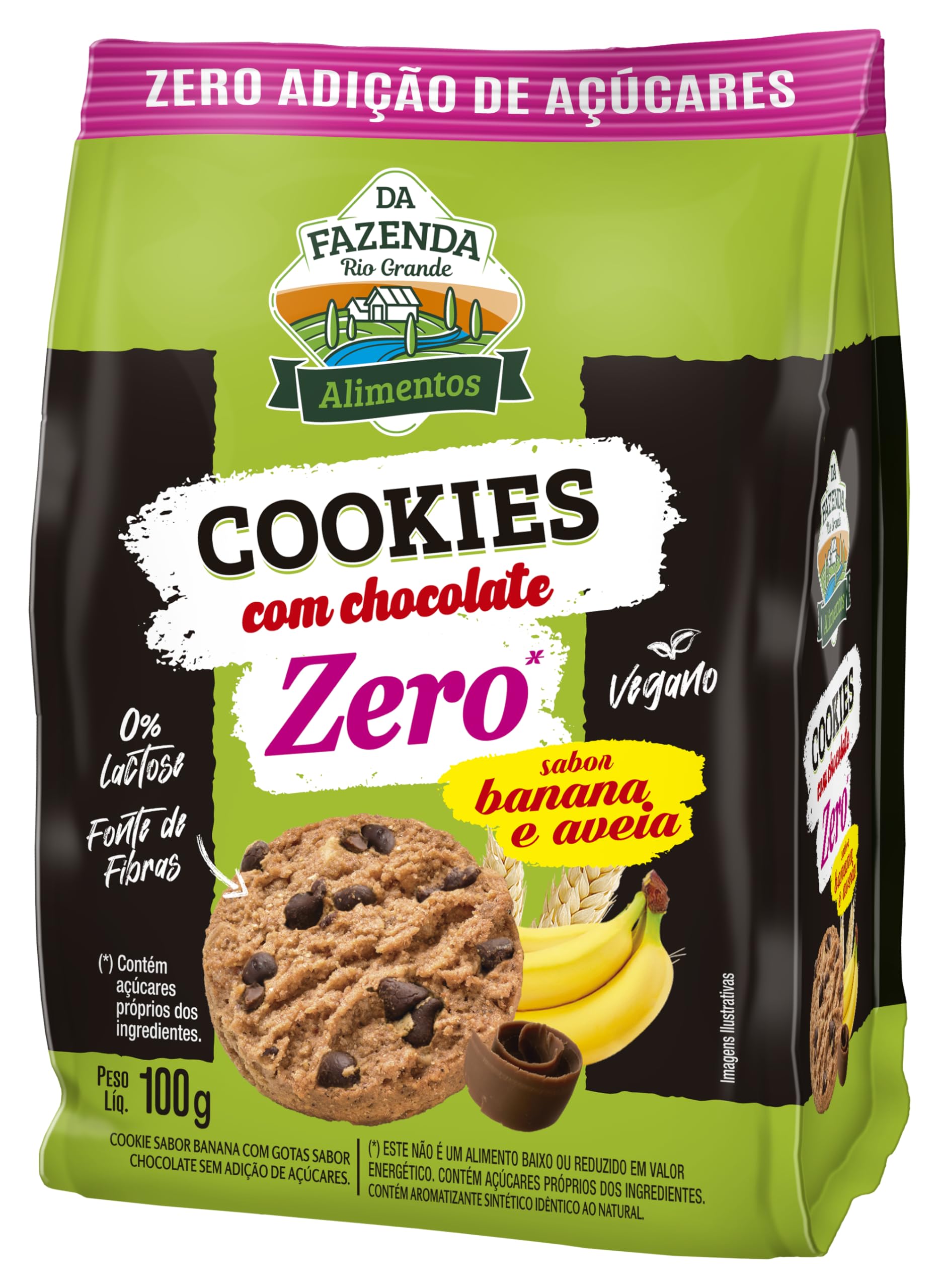 そーけん★ビーナス、ナイス、ラッキー BIOSOFT Cookies Banana E Aveia Com Chocolate Zero Açúcar 100G