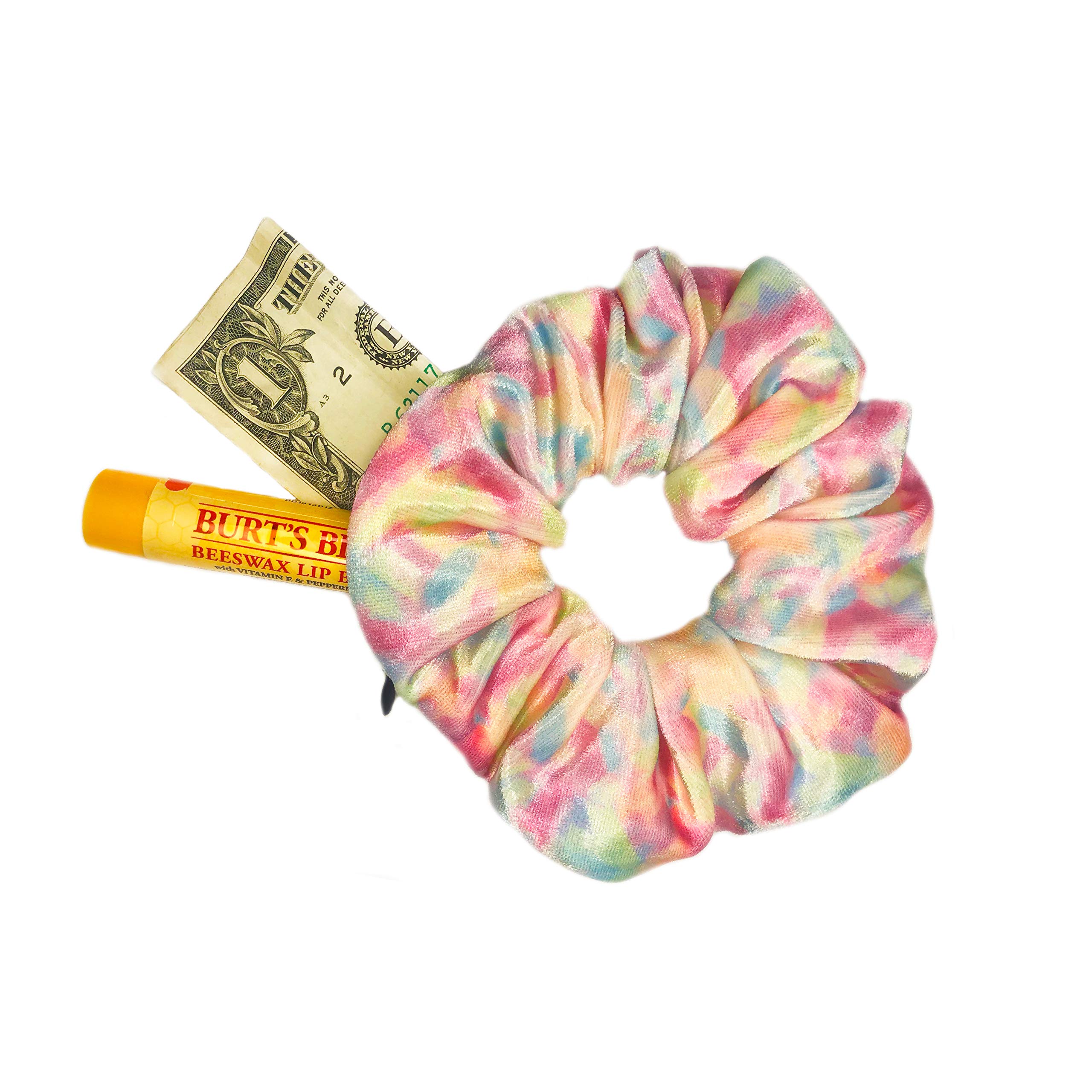 Pocket Stash Zipper Scrunchie in Pastel Tie Dye Summer Hair Accessories Scrunchies