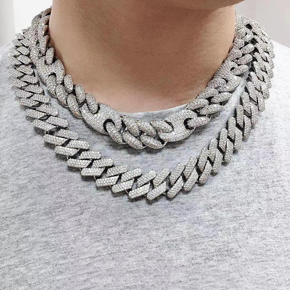 zxcs 20MM Iced Out Chains For Men Miami Cuban Link Necklace