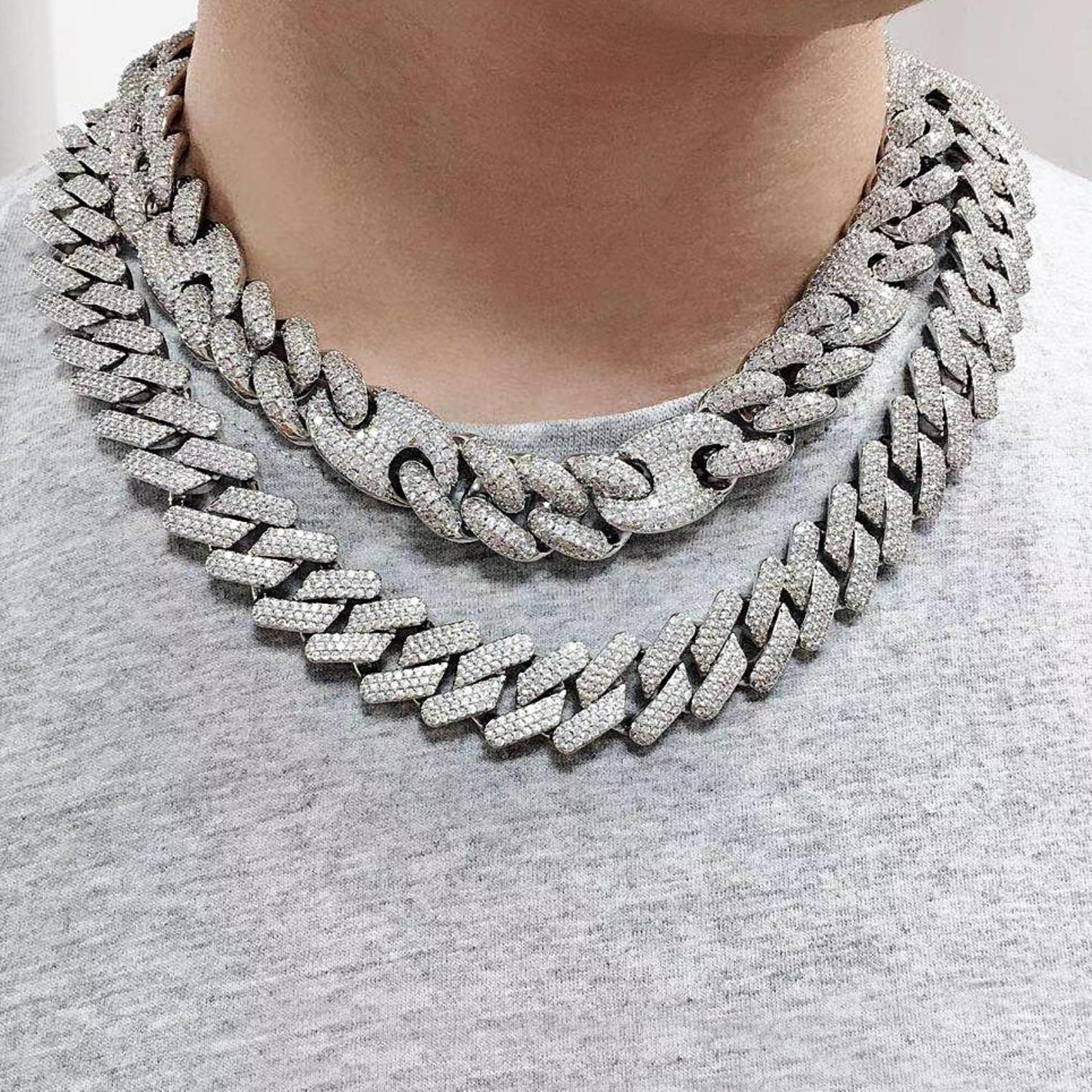 zxcs 20MM Iced Out Chains For Men Miami Cuban Link Necklace Luxury