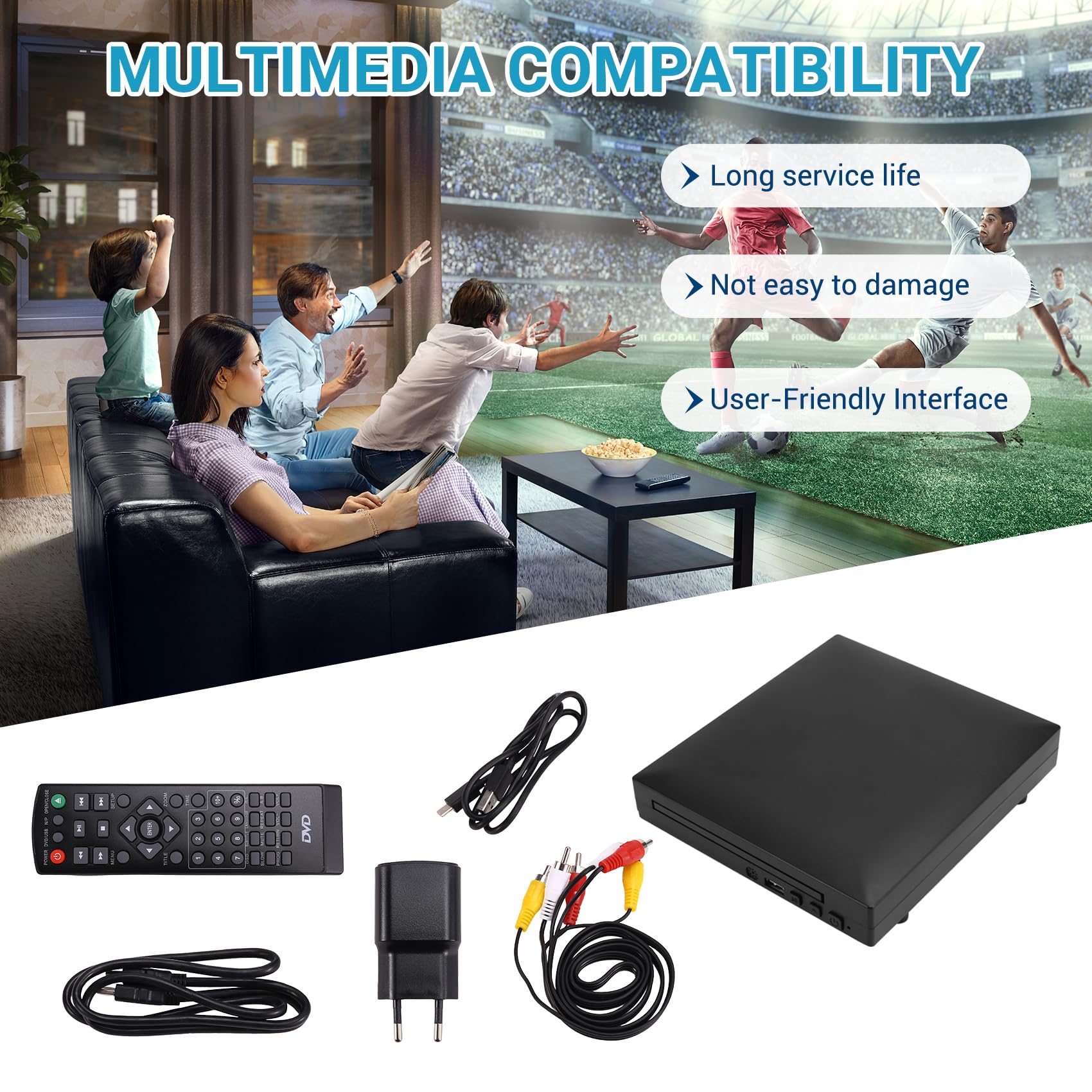 Mini Reproductor de DVD de Alta Definición Reproductor Multimedia Digital Reproductor de CD Doméstico Reproductor de DVD VCD Enchufe UE