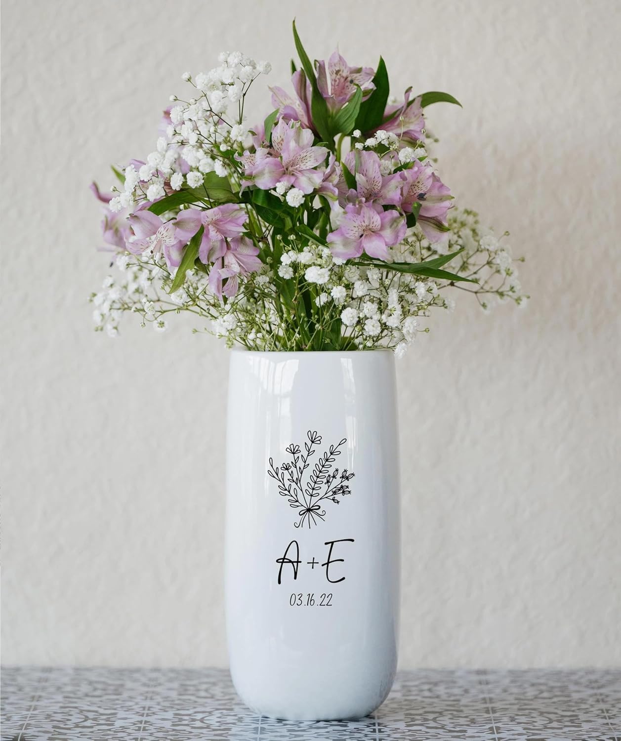 Personalized Ceramic Vase, Custom Gift for Couple, Unique Wedding Anniversary