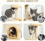 PawHut Cat Tree, 28" Cat Tower for Indoor Kittens with Plush Top Bed, Cozy Condo, Sisal Scratching Post, Perch, Dangling Ball, Beige and Yellow